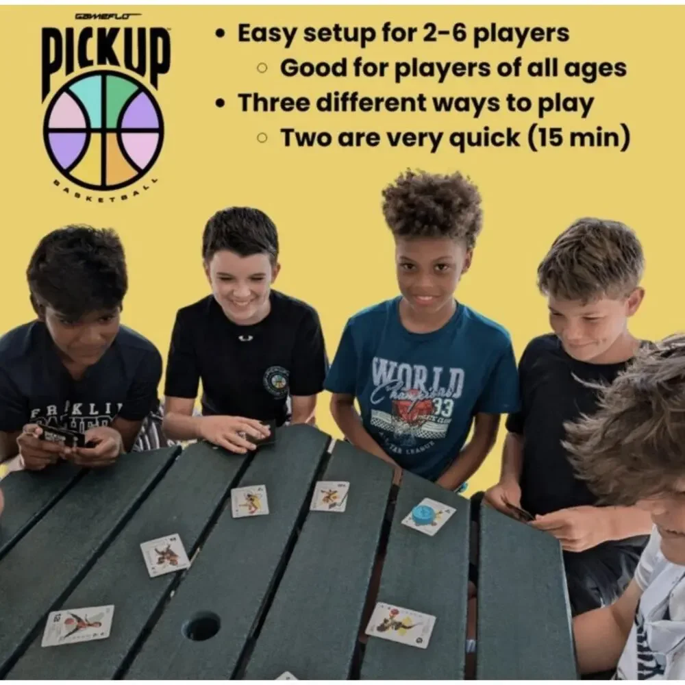 GameFlo PICKUP Basketball Card Game: Strategy & Math Focus, 2-6 Players